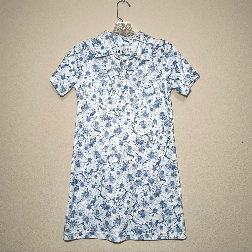 Girls Vintage Guess Blue‎ Floral Made In USA Dress Size Large